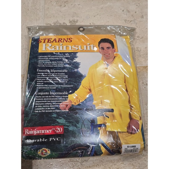 2 PIECE HEAVY DUTY YELLOW RAINSUIT RAIN SUIT UNISEX SIZE 2XL NEW IN BAG - Picture 1 of 8